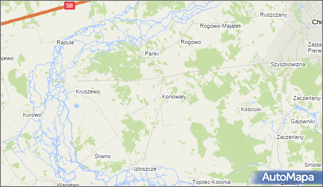 mapa Konowały, Konowały na mapie Targeo