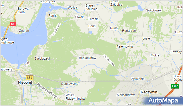 mapa Łąki gmina Radzymin, Łąki gmina Radzymin na mapie Targeo