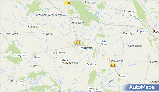 mapa Połajewo powiat czarnkowsko-trzcianecki, Połajewo powiat czarnkowsko-trzcianecki na mapie Targeo