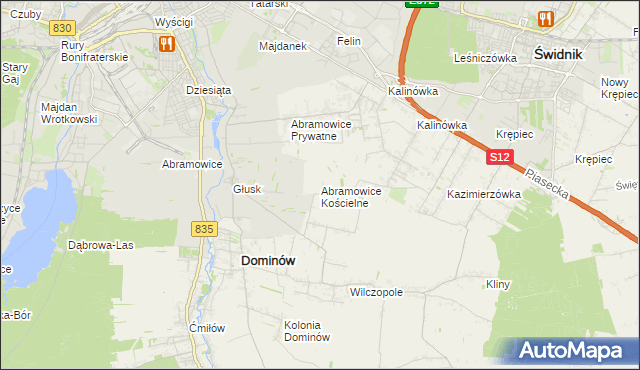 mapa Abramowice Kościelne, Abramowice Kościelne na mapie Targeo