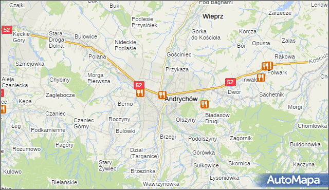 mapa Andrychów, Andrychów na mapie Targeo