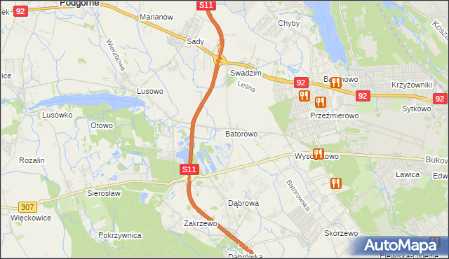 mapa Batorowo gmina Tarnowo Podgórne, Batorowo gmina Tarnowo Podgórne na mapie Targeo