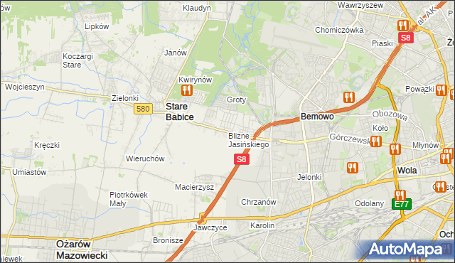 mapa Blizne Jasińskiego, Blizne Jasińskiego na mapie Targeo