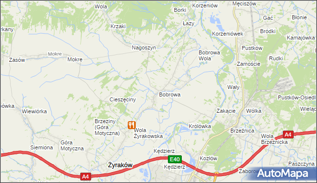mapa Bobrowa gmina Żyraków, Bobrowa gmina Żyraków na mapie Targeo