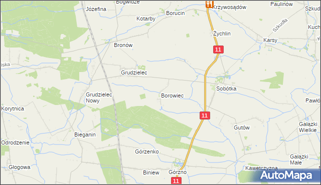 mapa Borowiec gmina Ostrów Wielkopolski, Borowiec gmina Ostrów Wielkopolski na mapie Targeo