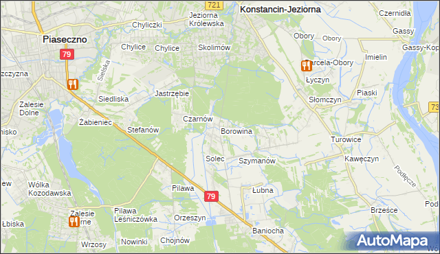 mapa Borowina gmina Konstancin-Jeziorna, Borowina gmina Konstancin-Jeziorna na mapie Targeo