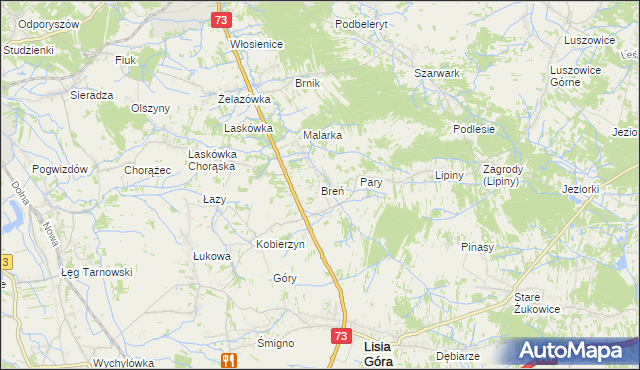 mapa Breń gmina Lisia Góra, Breń gmina Lisia Góra na mapie Targeo