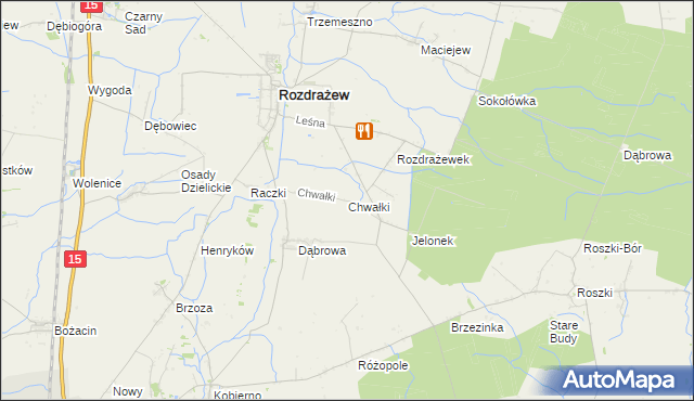 mapa Chwałki gmina Rozdrażew, Chwałki gmina Rozdrażew na mapie Targeo