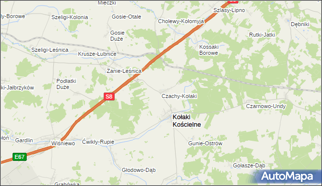 mapa Czachy-Kołaki, Czachy-Kołaki na mapie Targeo