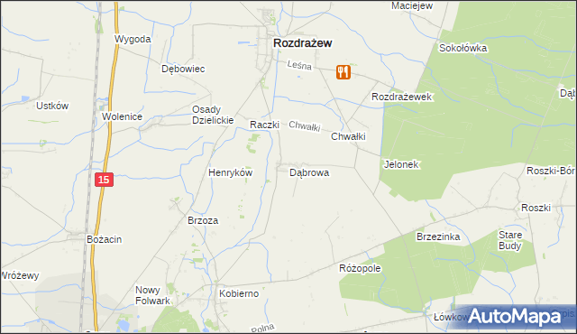 mapa Dąbrowa gmina Rozdrażew, Dąbrowa gmina Rozdrażew na mapie Targeo