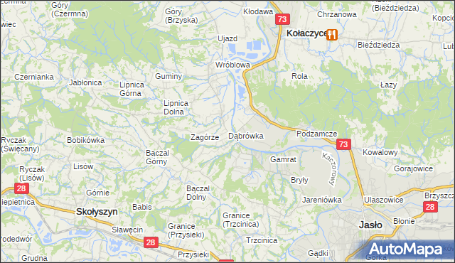 mapa Dąbrówka gmina Brzyska, Dąbrówka gmina Brzyska na mapie Targeo