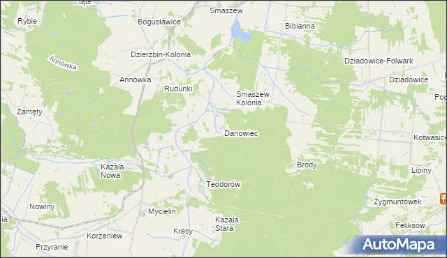 mapa Danowiec, Danowiec na mapie Targeo