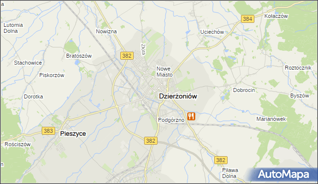 mapa Dzierżoniów, Dzierżoniów na mapie Targeo