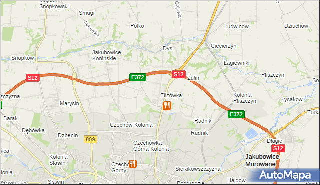 mapa Elizówka gmina Niemce, Elizówka gmina Niemce na mapie Targeo