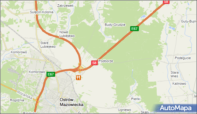 mapa Grudzie gmina Ostrów Mazowiecka, Grudzie gmina Ostrów Mazowiecka na mapie Targeo