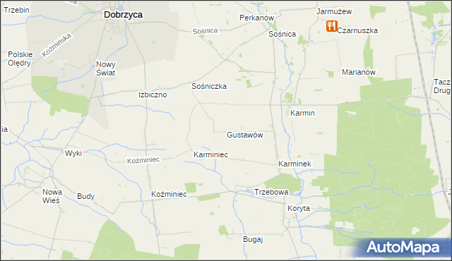 mapa Gustawów gmina Dobrzyca, Gustawów gmina Dobrzyca na mapie Targeo
