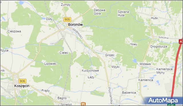 mapa Hucisko gmina Boronów, Hucisko gmina Boronów na mapie Targeo