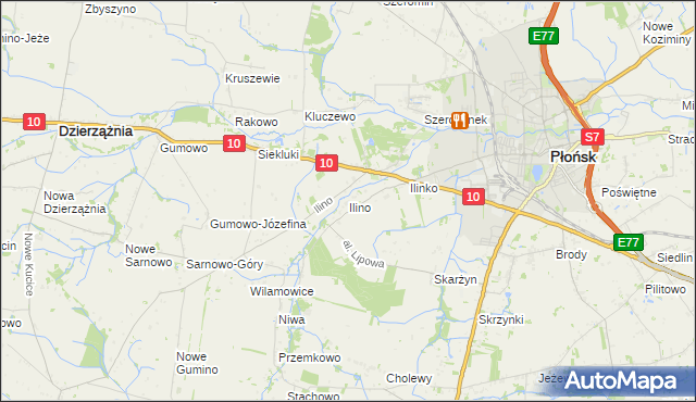 mapa Ilino, Ilino na mapie Targeo