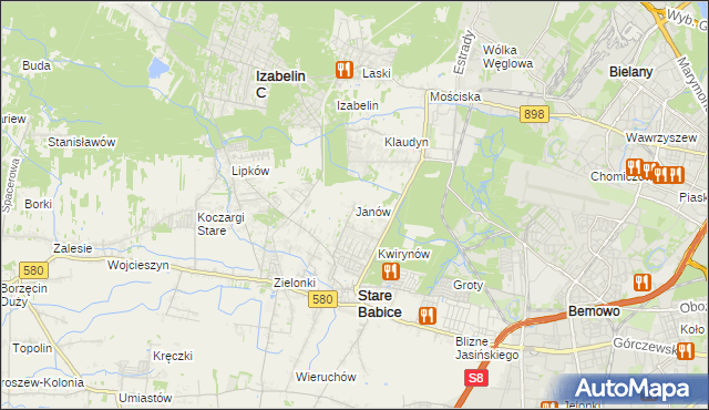 mapa Janów gmina Stare Babice, Janów gmina Stare Babice na mapie Targeo