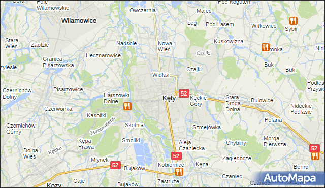 mapa Kęty, Kęty na mapie Targeo