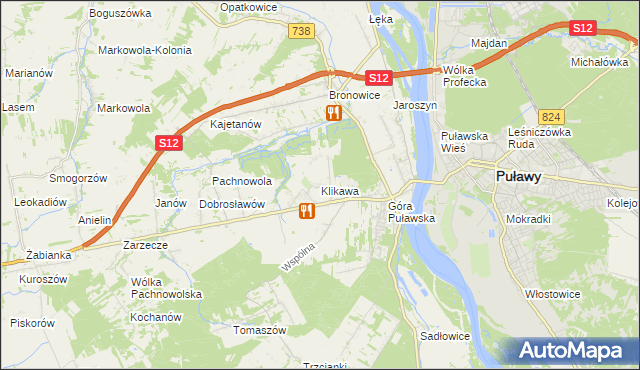 mapa Klikawa, Klikawa na mapie Targeo