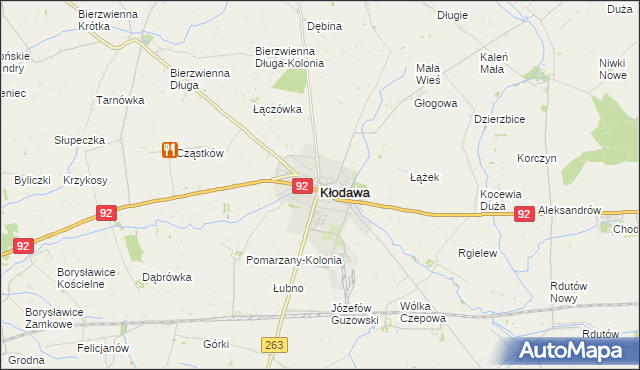 mapa Kłodawa powiat kolski, Kłodawa powiat kolski na mapie Targeo