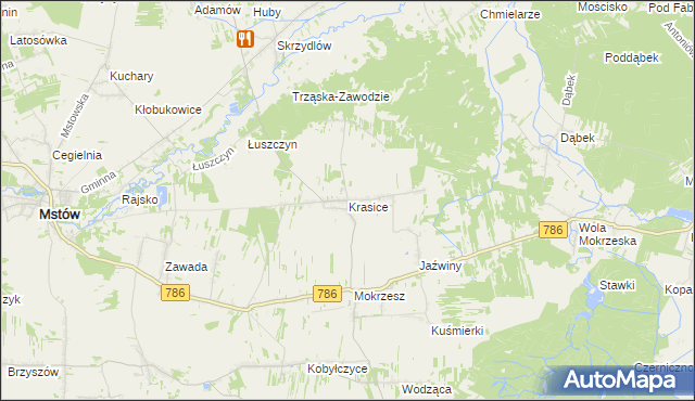 mapa Krasice gmina Mstów, Krasice gmina Mstów na mapie Targeo
