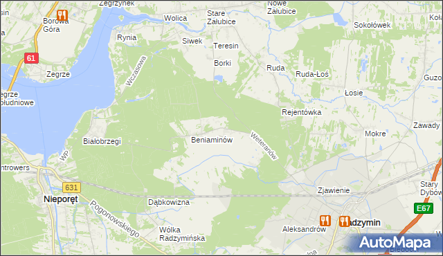 mapa Łąki gmina Radzymin, Łąki gmina Radzymin na mapie Targeo