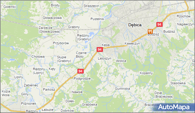 mapa Latoszyn, Latoszyn na mapie Targeo