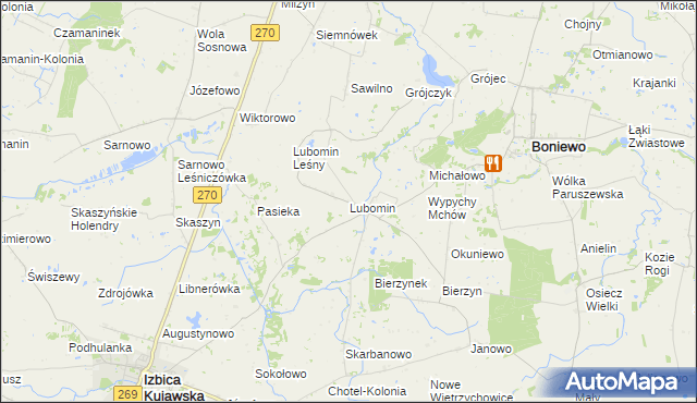 mapa Lubomin gmina Boniewo, Lubomin gmina Boniewo na mapie Targeo