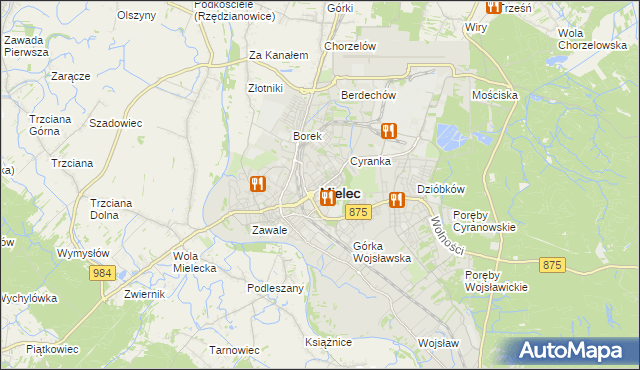 mapa Mielca, Mielec na mapie Targeo