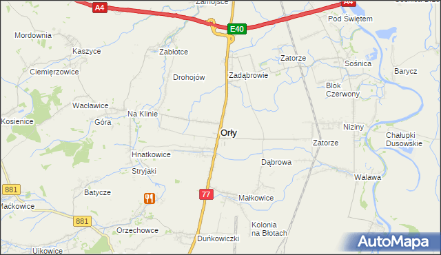 mapa Orły powiat przemyski, Orły powiat przemyski na mapie Targeo