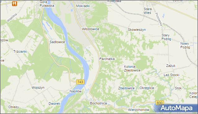 mapa Parchatka, Parchatka na mapie Targeo