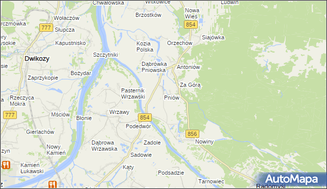 mapa Pniów gmina Radomyśl nad Sanem, Pniów gmina Radomyśl nad Sanem na mapie Targeo
