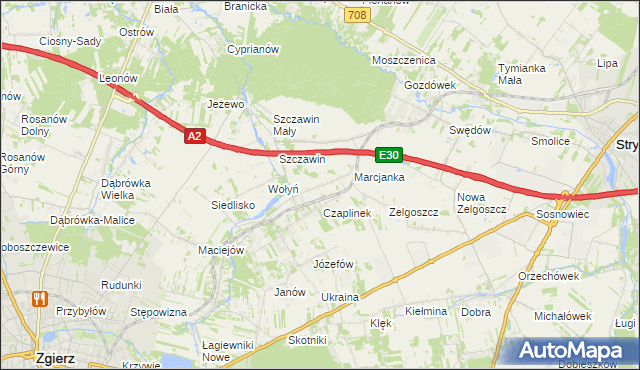 mapa Podole gmina Zgierz, Podole gmina Zgierz na mapie Targeo