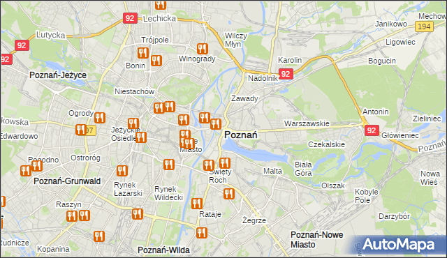 mapa Poznania, Poznań na mapie Targeo