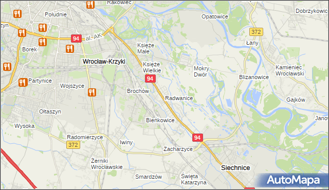 mapa Radwanice gmina Siechnice, Radwanice gmina Siechnice na mapie Targeo