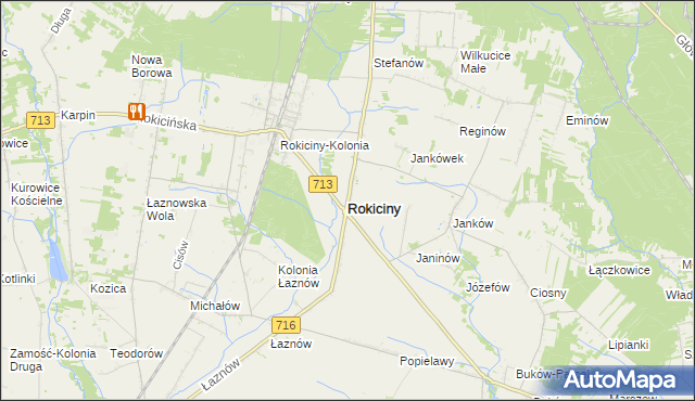 mapa Rokiciny powiat tomaszowski, Rokiciny powiat tomaszowski na mapie Targeo