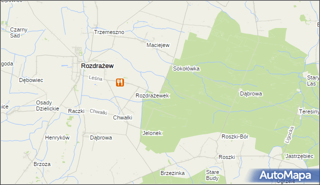 mapa Rozdrażewek gmina Krotoszyn, Rozdrażewek gmina Krotoszyn na mapie Targeo