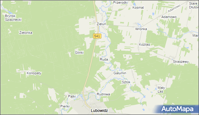 mapa Ruda gmina Lubowidz, Ruda gmina Lubowidz na mapie Targeo