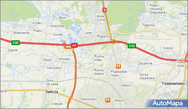 mapa Rudna Mała gmina Głogów Małopolski, Rudna Mała gmina Głogów Małopolski na mapie Targeo