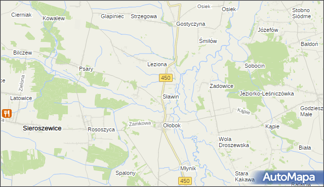 mapa Sławin, Sławin na mapie Targeo