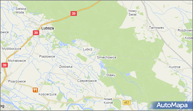 mapa Śmiechowice gmina Lubsza, Śmiechowice gmina Lubsza na mapie Targeo