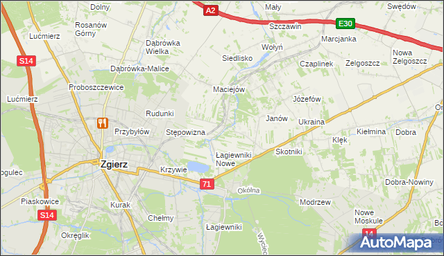 mapa Stare Łagiewniki, Stare Łagiewniki na mapie Targeo