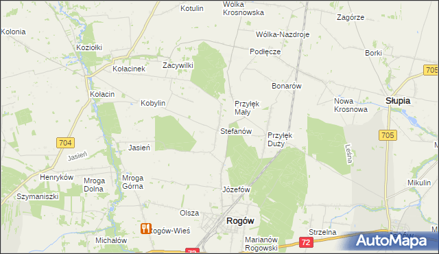 mapa Stefanów gmina Rogów, Stefanów gmina Rogów na mapie Targeo