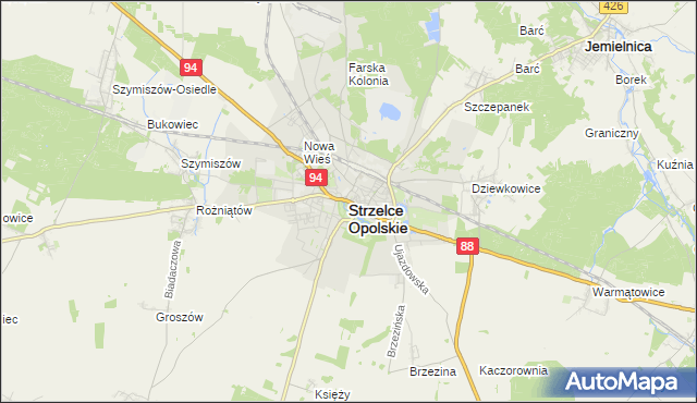 mapa Strzelce Opolskie, Strzelce Opolskie na mapie Targeo