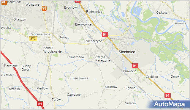 mapa Święta Katarzyna gmina Siechnice, Święta Katarzyna gmina Siechnice na mapie Targeo