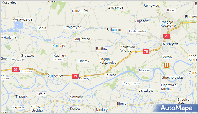 mapa Zagaje Książnickie, Zagaje Książnickie na mapie Targeo