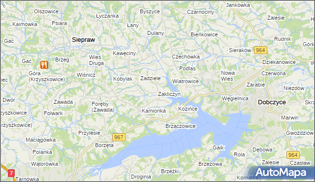 mapa Zakliczyn gmina Siepraw, Zakliczyn gmina Siepraw na mapie Targeo