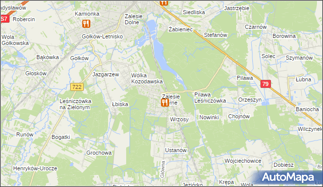 mapa Zalesie Górne, Zalesie Górne na mapie Targeo